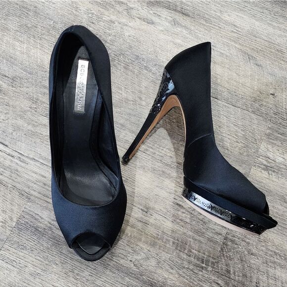 🐢 BCBGMaxazria Dalton Satin Peep-Toe Pump Size 10 4.5" Heel - Picture 6 of 12